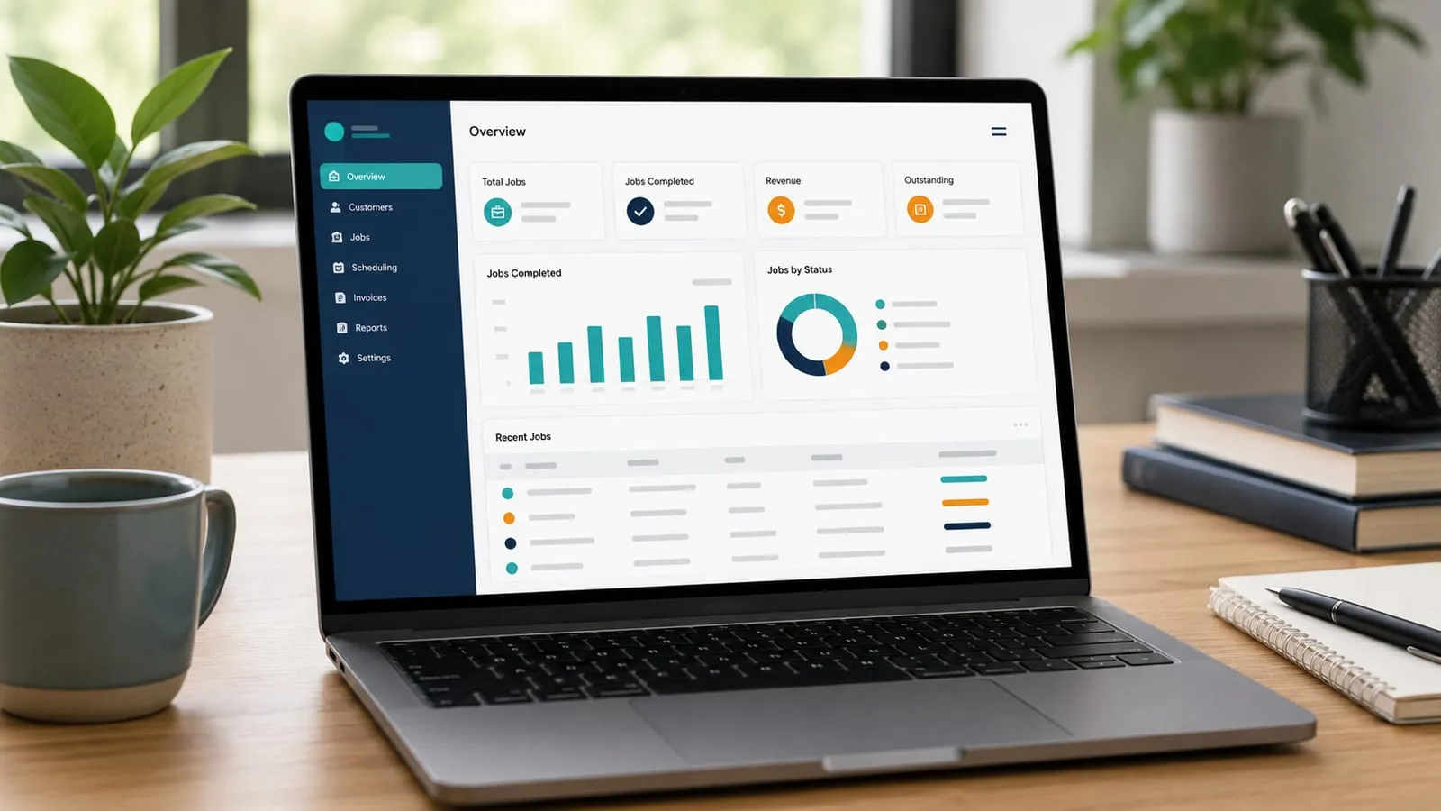 Illustrative example of a simple business reporting dashboard (mock-up with placeholder data).
