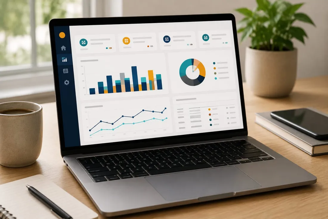 A simple data dashboard on a laptop.