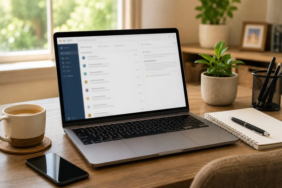 Setting up and fixing email on a laptop.